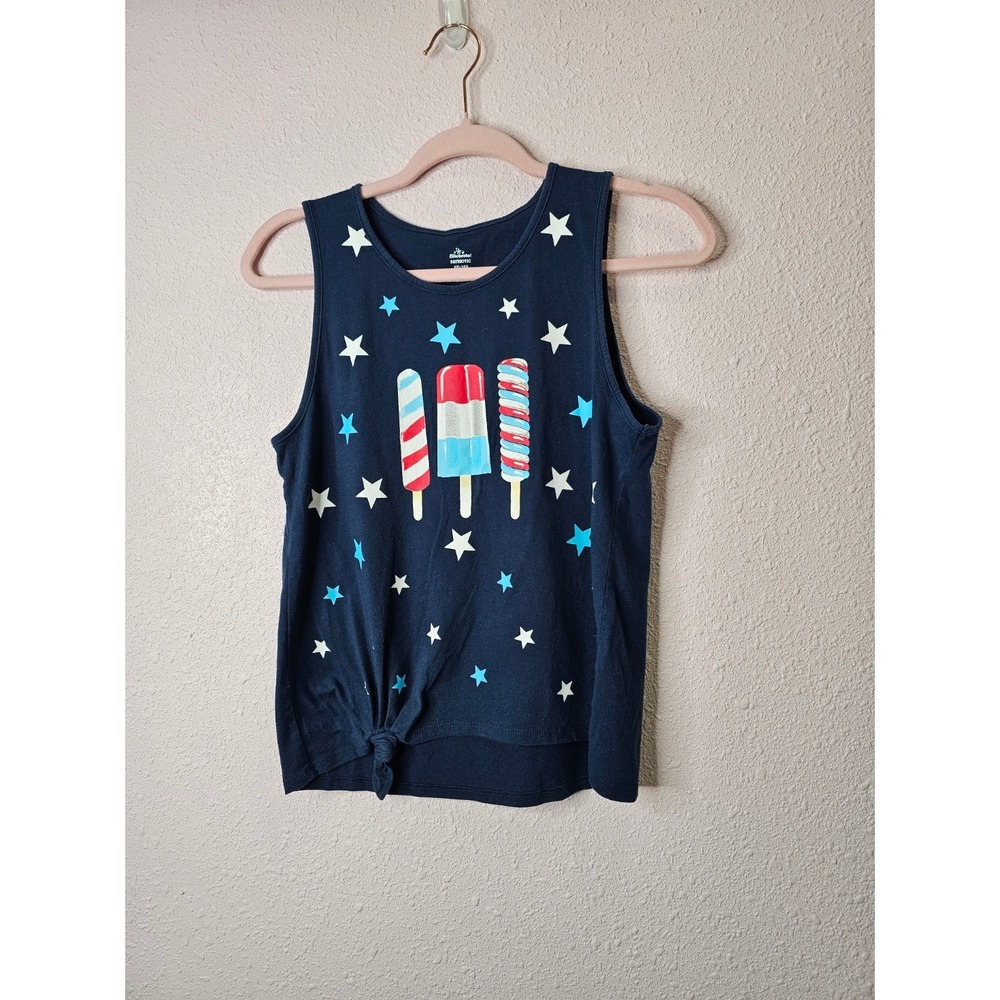 Way To Celebrate Kids Patriotic Popsicle Star Graphic Side Tie Tank Top XXL 18